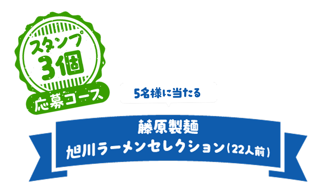 スタンプ3個応募コース 5名様に当たる 藤原製麺 旭川ラーメンセレクション（22人前）